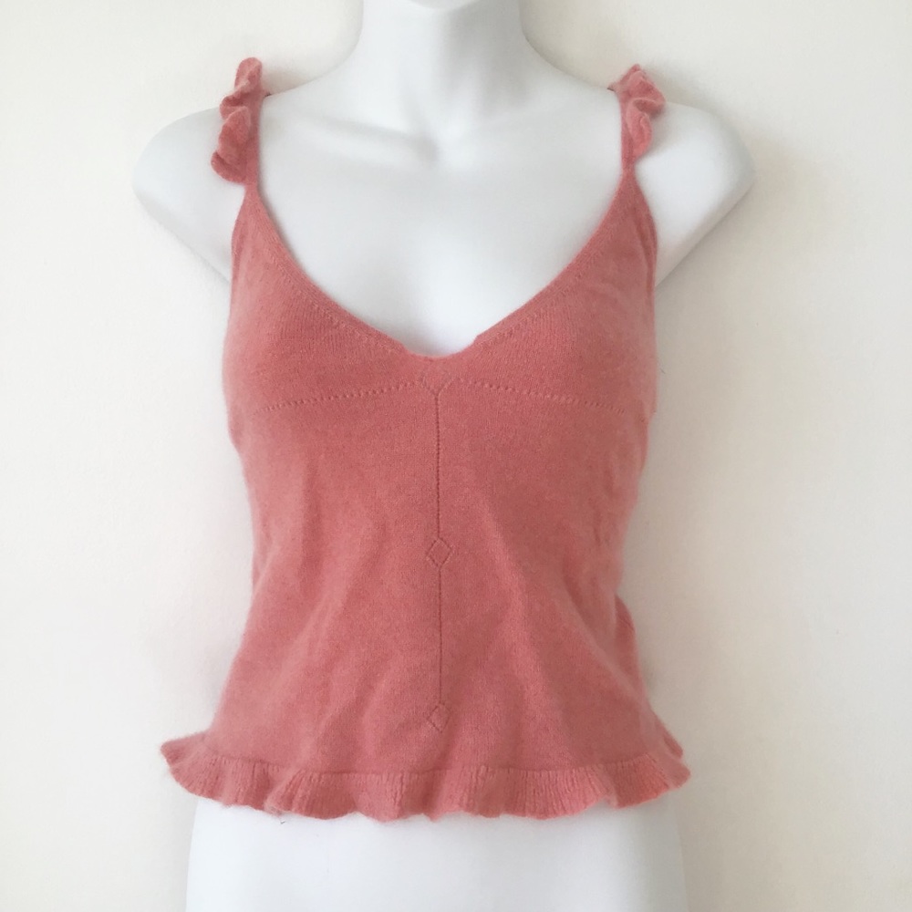 Max Studio Ruffled Cropped Cashmere Camisole